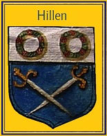 Eenvoudige weergave van het schild Hillen, gelabeld.